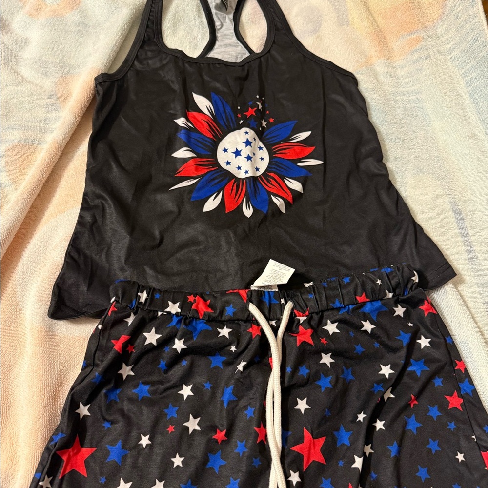 SHEIN Black Tank Top and short set